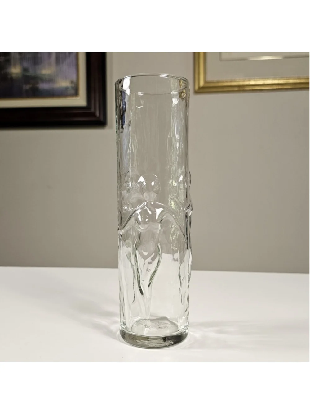 Vintage Libbey La Femme Nude Lady Glass Vase 9” Tall Mid Century Clear 1960s